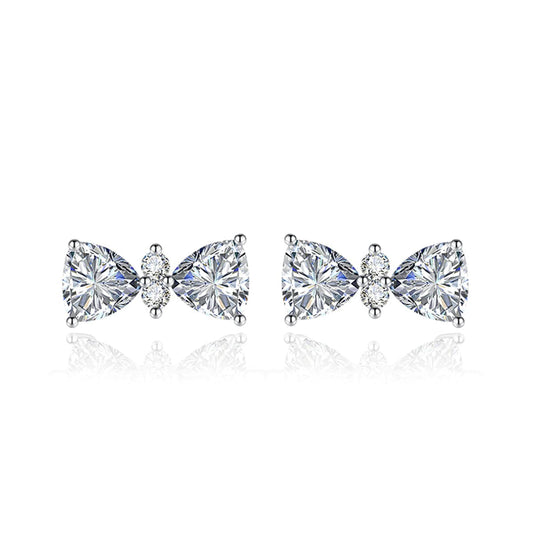 Cubic Zirconia & Clear Crystal Bow Stud Earrings
