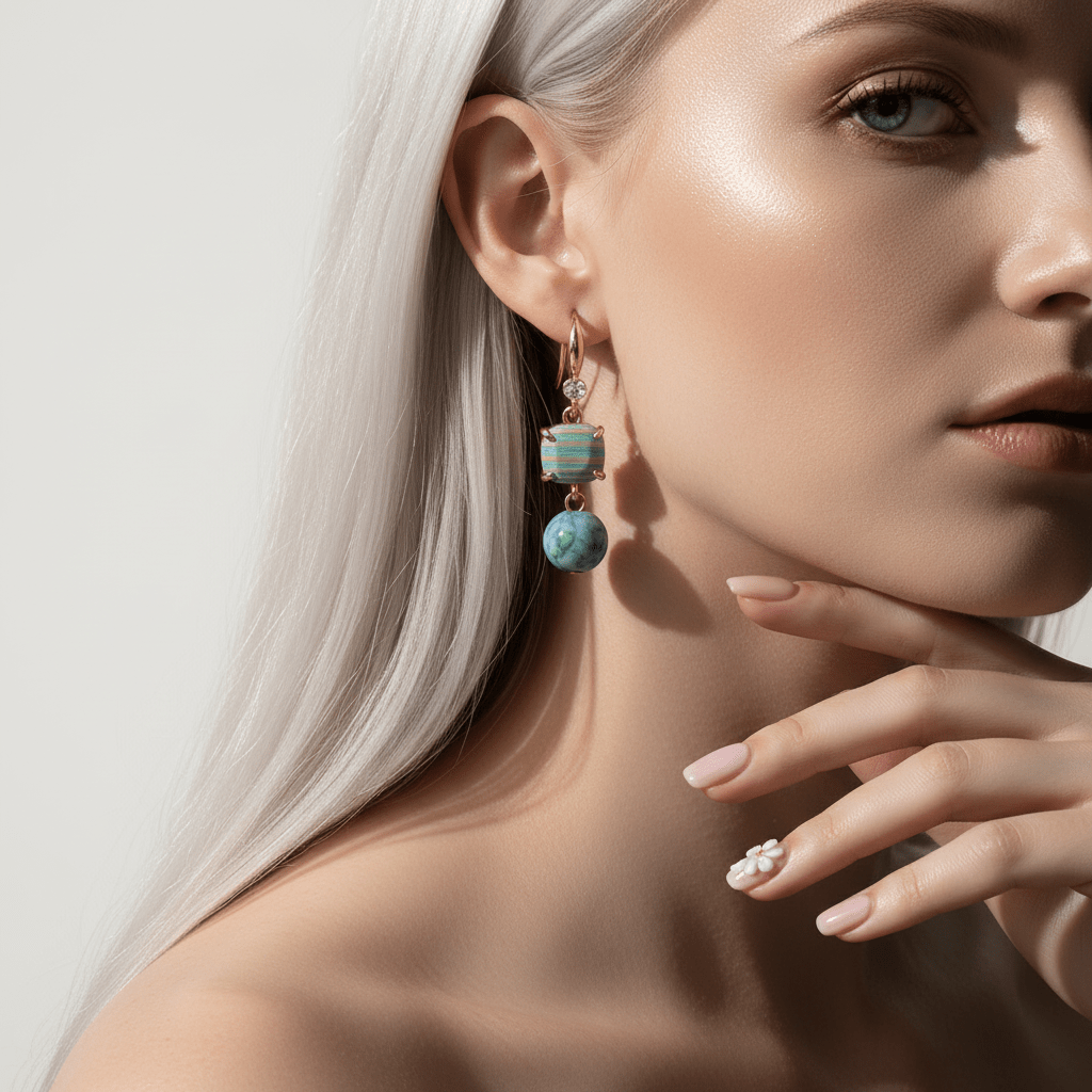 Blue Resin & Cubic Zirconia Goldtone Cushion Ball Hook Earrings