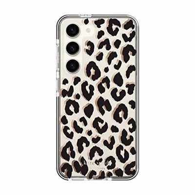 Kate Spade New York Defensive Hardshell Case Compatible with Samsung Galaxy S23 - Black Cheetah Print