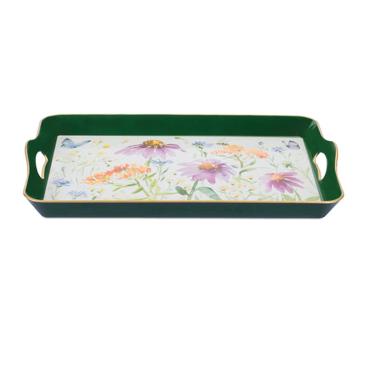 Melrose International Wildflower Insect Print Tray with Handles 17"L