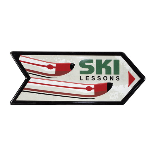 Melrose International Metal Ski Lessons Sign (Set of 2)