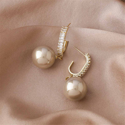 Champagne Pearl & Goldtone Drop Earrings