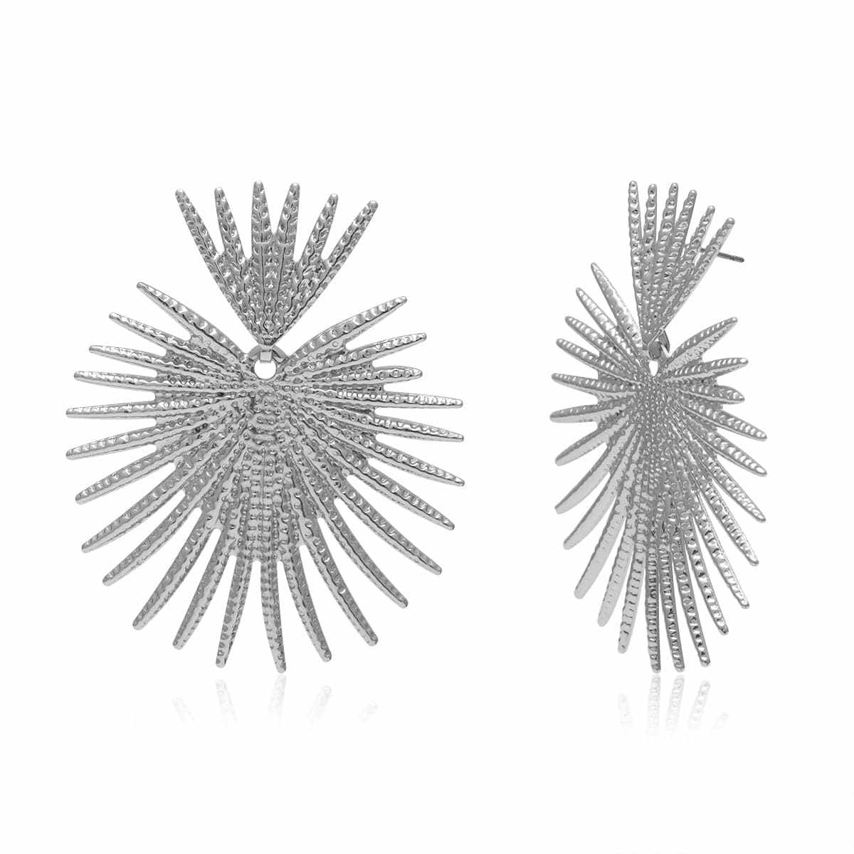 Silvertone Spiked Heart Drop Earrings