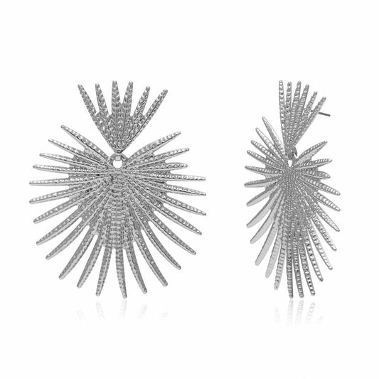 Silvertone Spiked Heart Drop Earrings