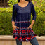 Navy Blue and Red Winter Sweater Print