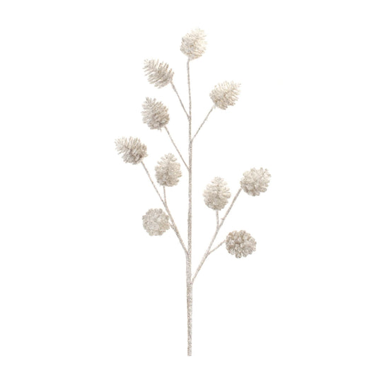 Melrose International Glittered Silver Pinecone Spray (Set of 6)