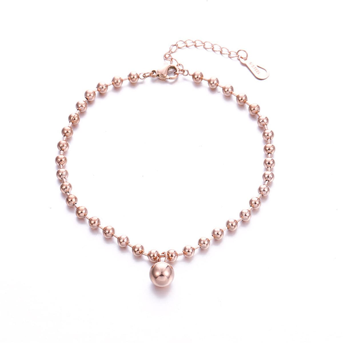 Rose Goldtone Bead Anklet