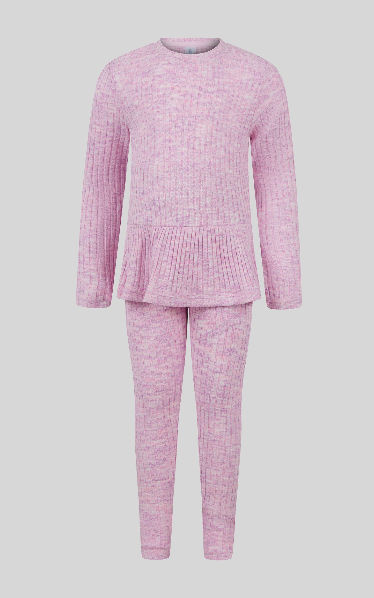4-6X 2 PC Ribbed Space Dye Peplum Pullover + Legging Set
