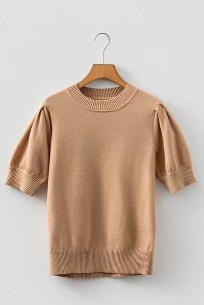 Jasmine Short Puff Sleeve Sweater - Light French Beige / L - 12/14