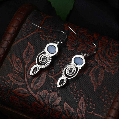 Blue Moonstone & Crystal Silvertone Swirl Drop Earrings