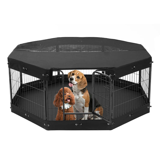 VEVOR Dog Playpen 8 Panels Foldable Metal Dog Exercise Pen with Cover Pad Bag - Multicolor