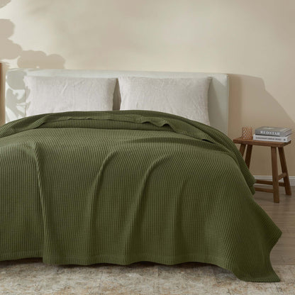 Patina Vie Maison 100% Cotton All-Season Waffle Weave Knit Throw Blanket