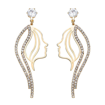 Cubic Zirconia & Goldtone Abstract Figure Drop Earrings