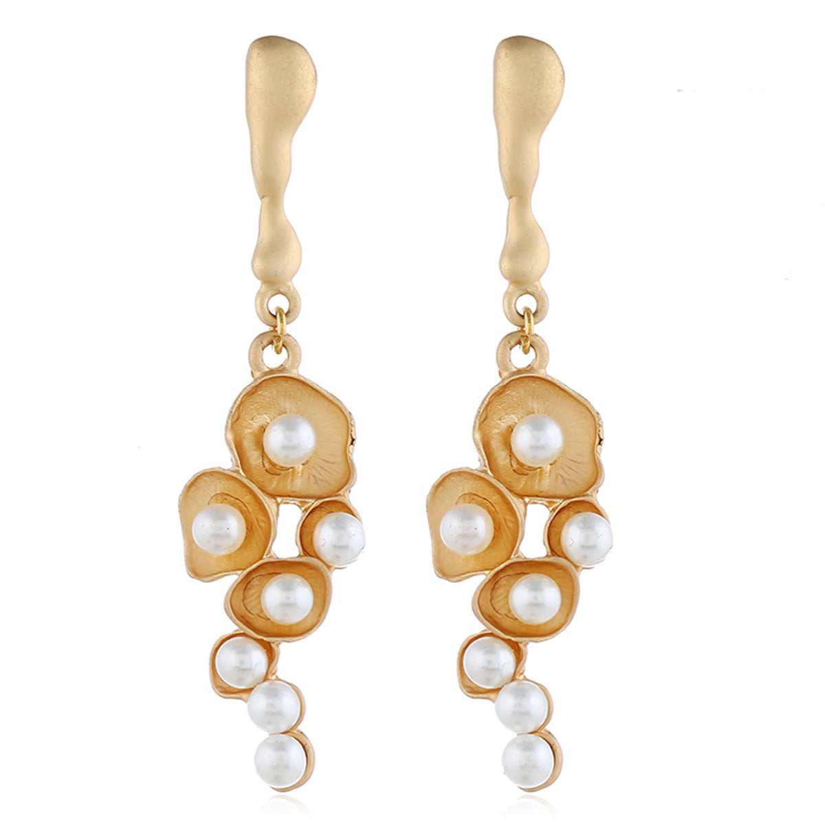 Pearl & Goldtone Mushroom Drop Earrings