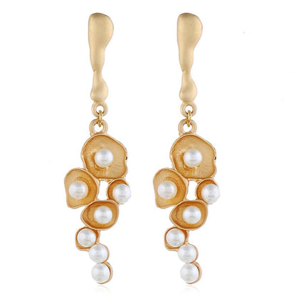 Pearl & Goldtone Mushroom Drop Earrings