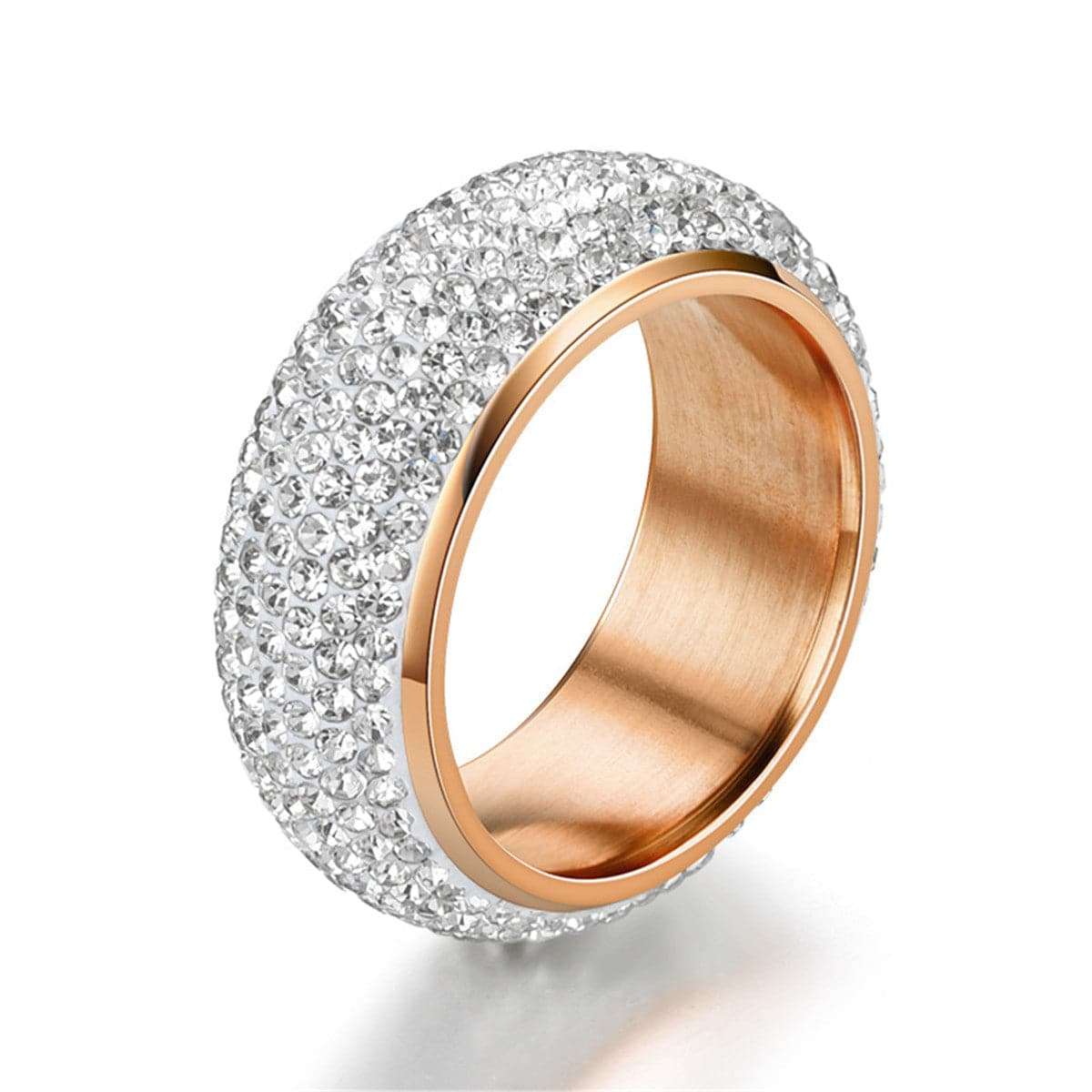 Cubic Zirconia & Rose Goldtone Beveled Band Ring