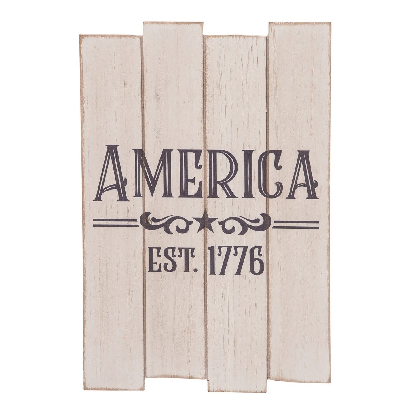 11.75 Inch White Patriotic America Slat Decor Wall Sign Panels for July 4th Celebrations