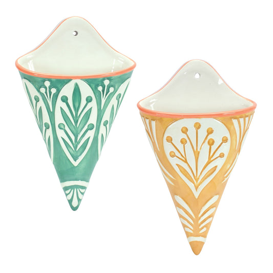 Melrose International Ornamental Ceramic Wall Pocket (Set of 2)