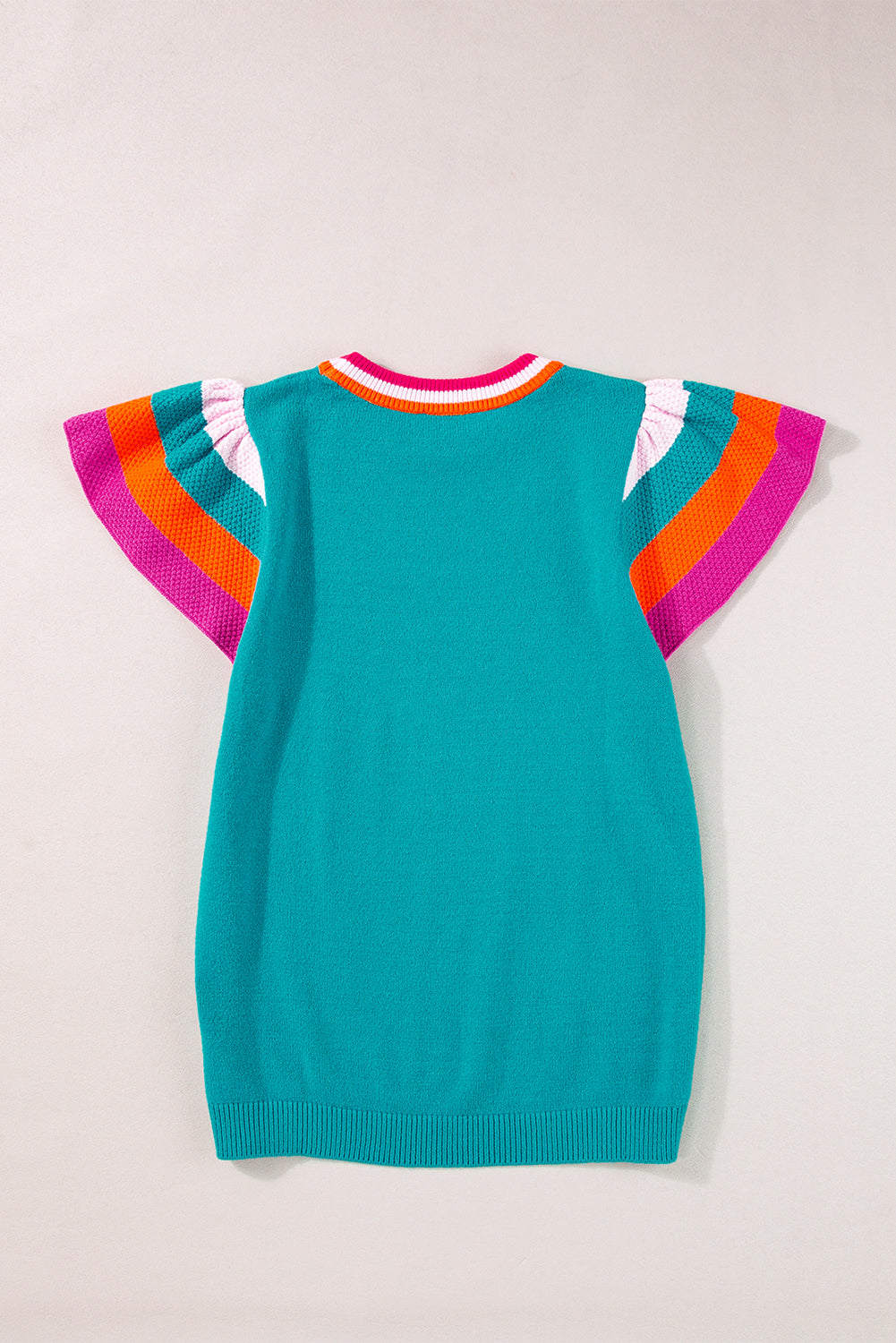 Sophia Flutter Sleeves Knitted Sweater - Turquoise / L - 12/14