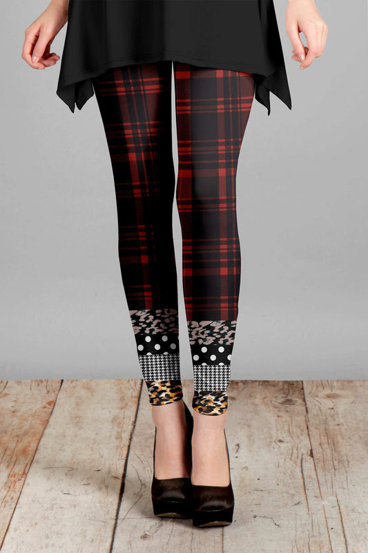 Red & Black Plaid Snowflake Cuff Print-