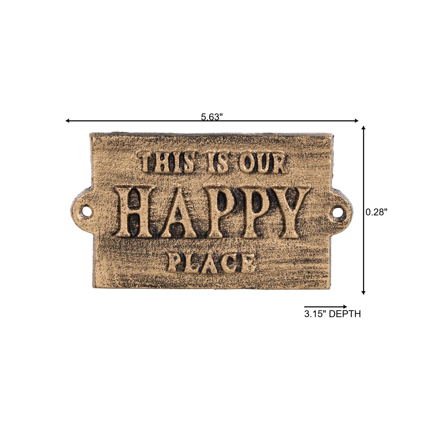 Iron Gold Happy Place Sign for Spring Wall and Entryway Decor