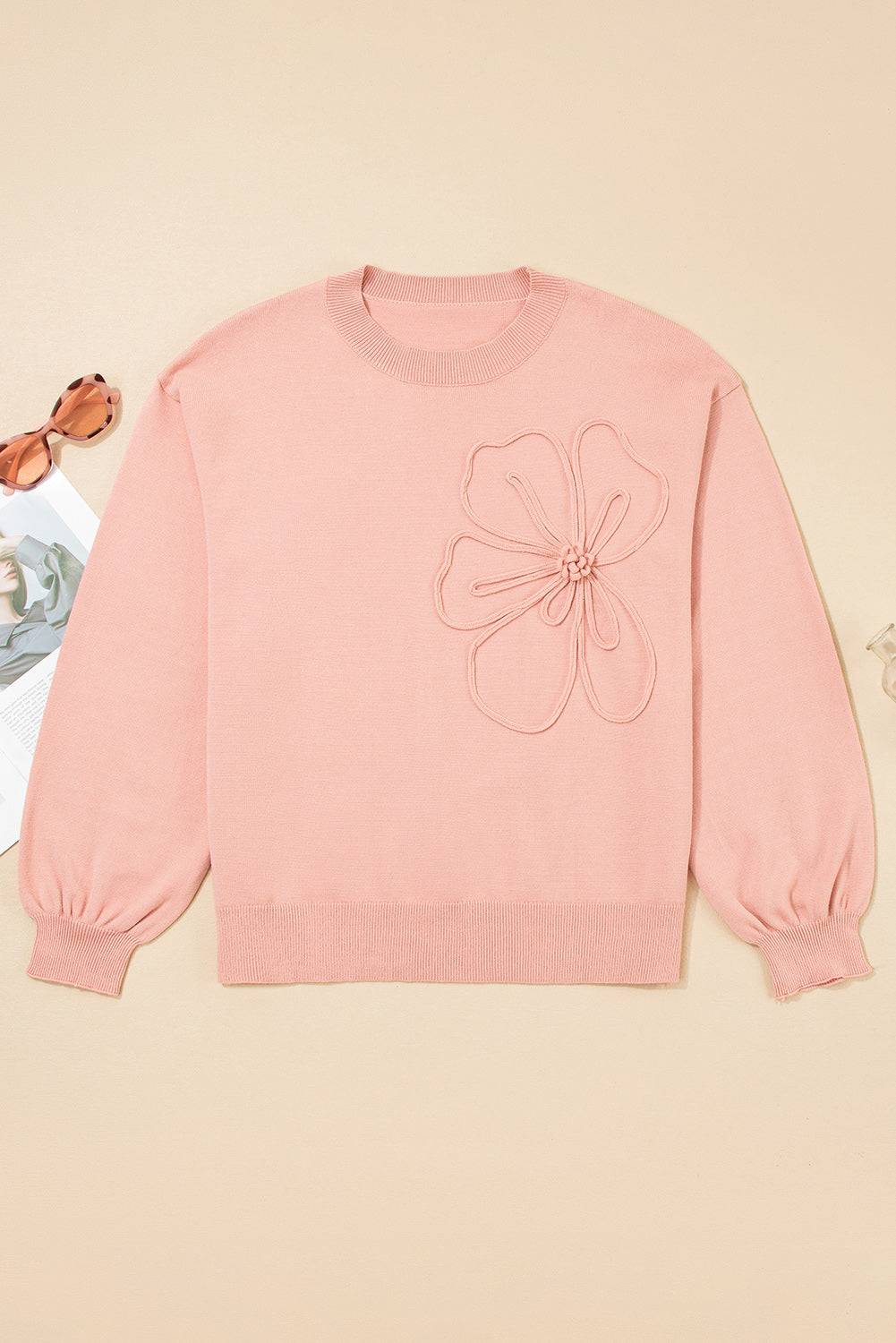 Isabella Sleeve Drop Shoulder Sweater - Peach Blossom / L - 12/14
