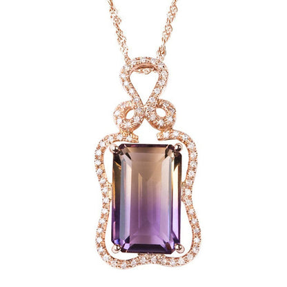 Cubic Zirconia & Crystal Rose Goldtone Floral Pendant Necklace