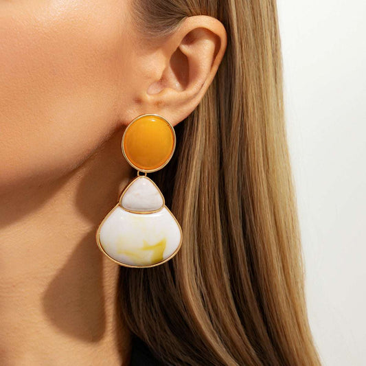 Resin & Goldtone Shell Dangle Earrings