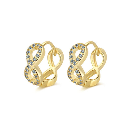 Cubic Zirconia & Goldtone Infinity Huggie Earrings