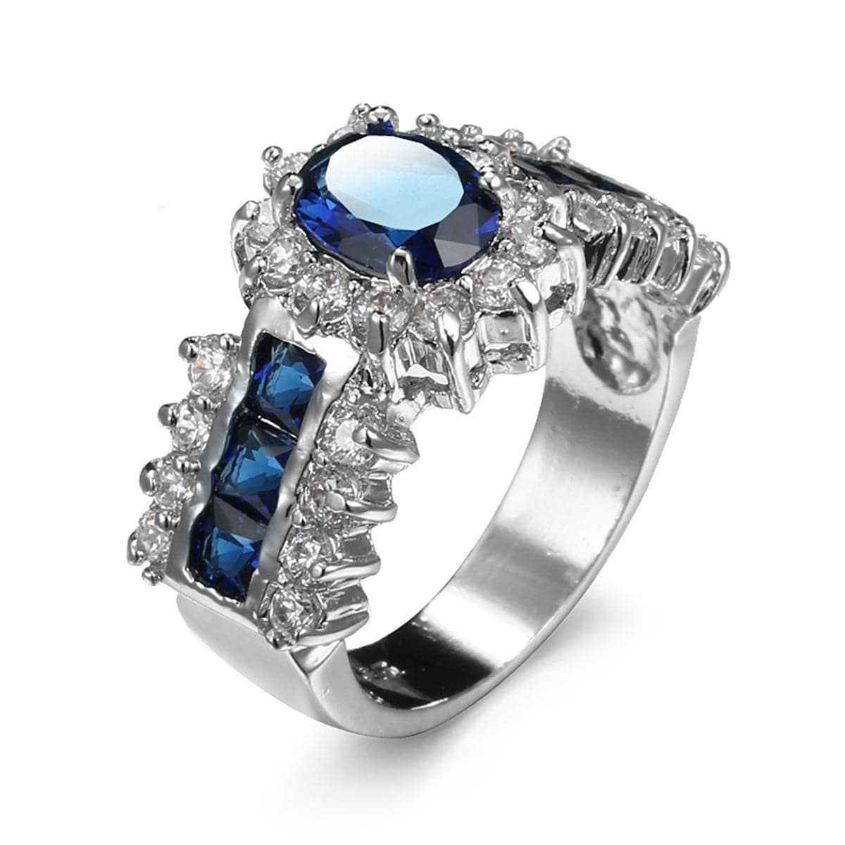 Purple Crystal & Silvertone Hola Ring