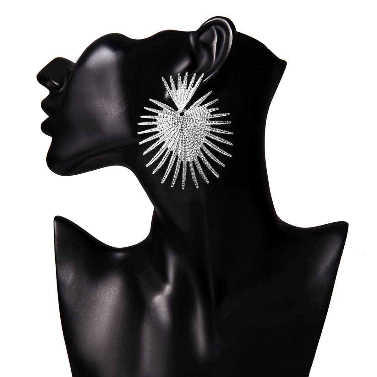 Silvertone Spiked Heart Drop Earrings