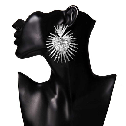 Silvertone Spiked Heart Drop Earrings