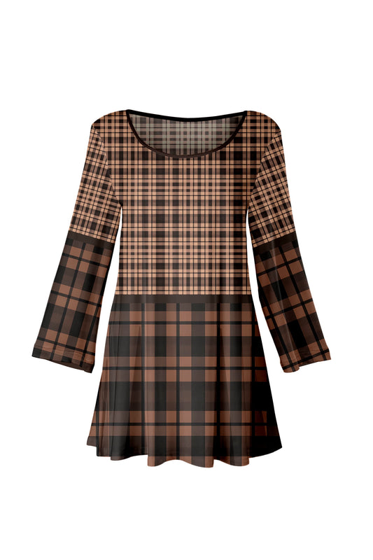 Brown & Black Plaid Tunic-