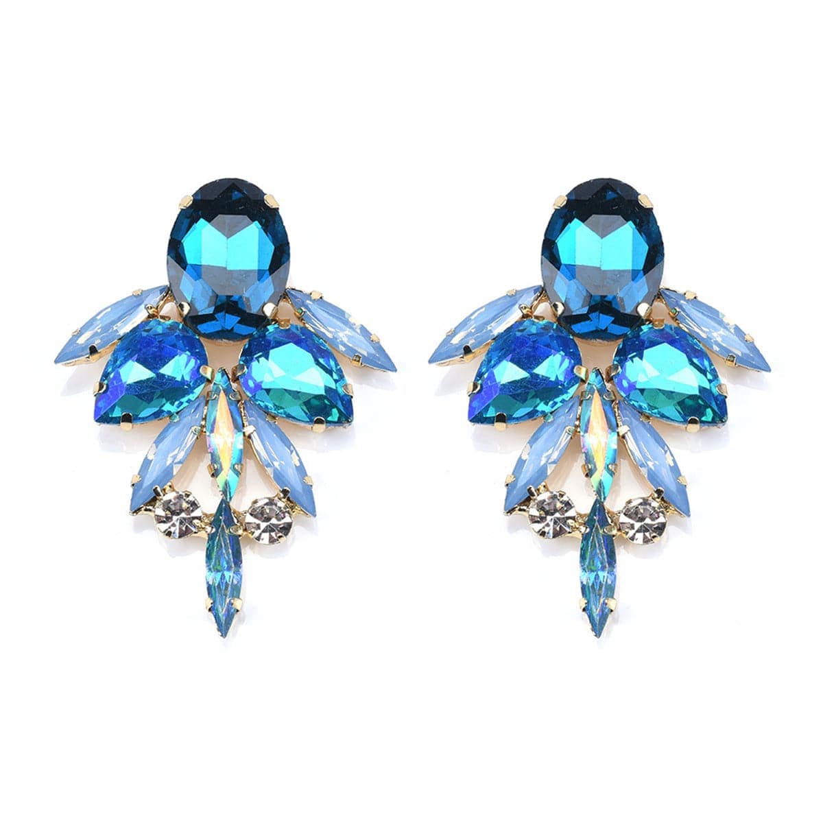 Blue Crystal & Cubic Zirconia Drop Earrings-1