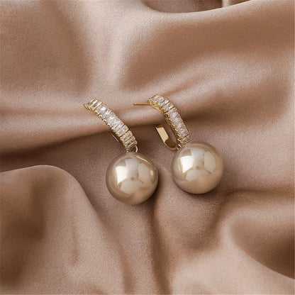 Champagne Pearl & Goldtone Drop Earrings