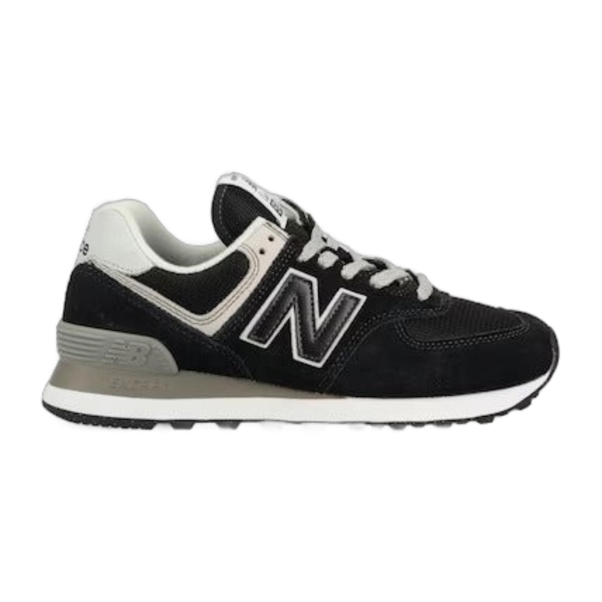 New Balance 574 Core Women's Sneakers — Black/White Suede Low-Top