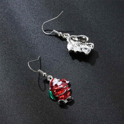 Silvertone Santa Claus Drop Earrings