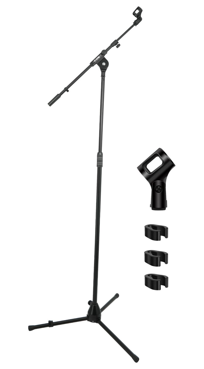 5 Core Mic Stand Adjustable Microphone Stands Floor W 180&Acirc;&deg; Rotating Telescoping Metal Boom Arm - Black