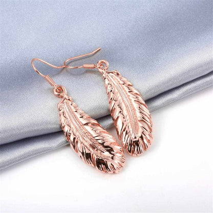 Rose Goldtone Feather Drop Earrings