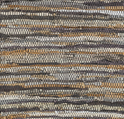 Hand Woven Leather Rag Rug - Clearance