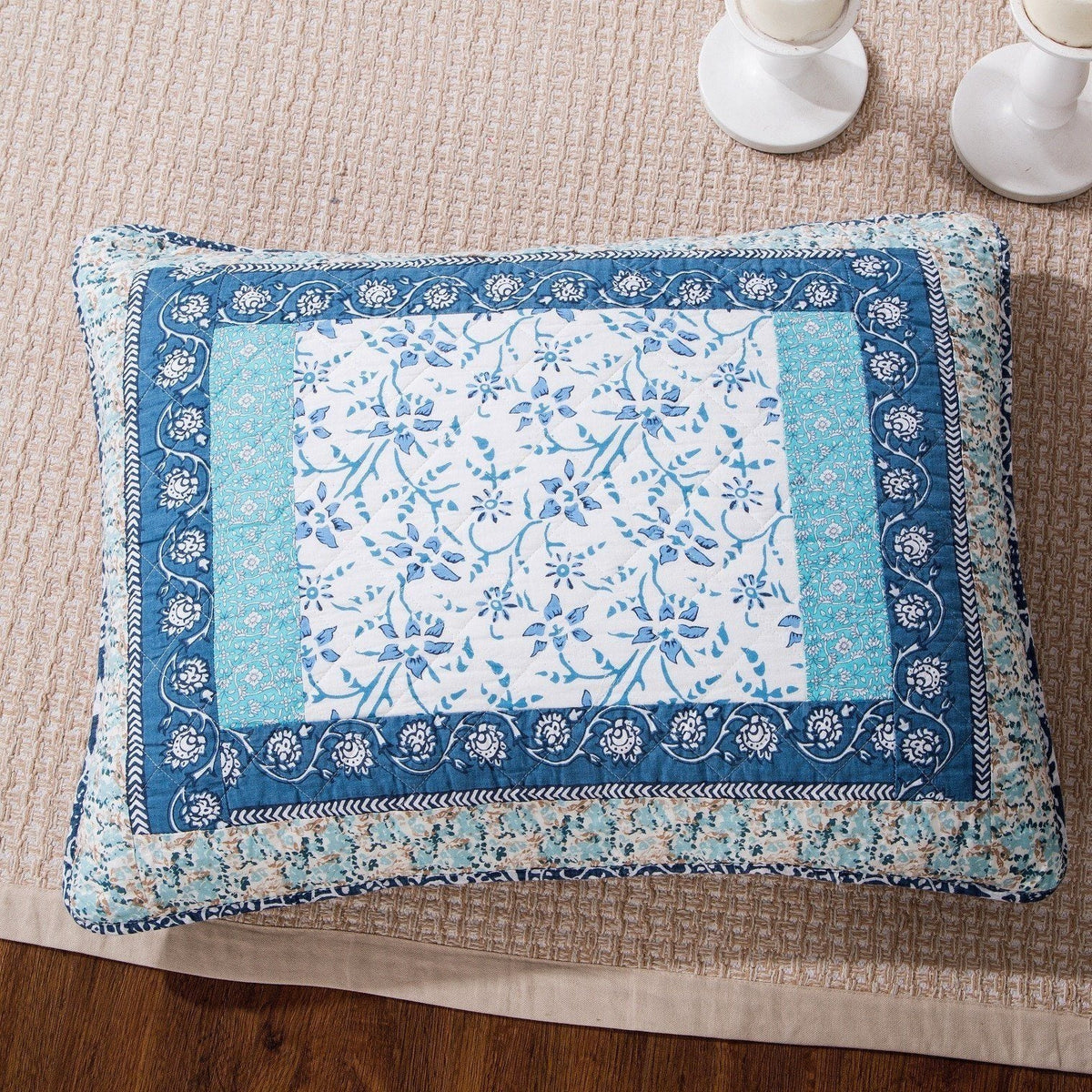 Tache cotton Floral Patchwork Blue Elegance Bedspread Coverlet Quilt Set (JHW-657)
