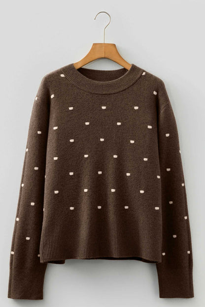 Renata Ribbed Edge Knit Sweater - Coffee / L - 12/14