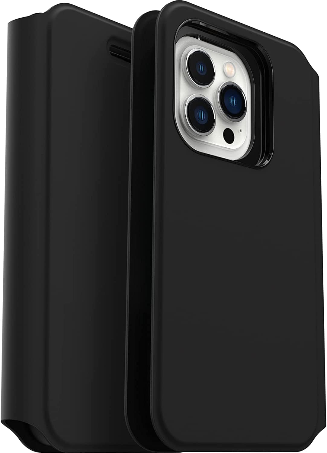 Otterbox Strada via Case for Iphone 13 Pro, Shockproof, Drop Proof, Slim, Soft Touch Protective Folio Case with Card Holder, 2x Tested to Military Standard, Black