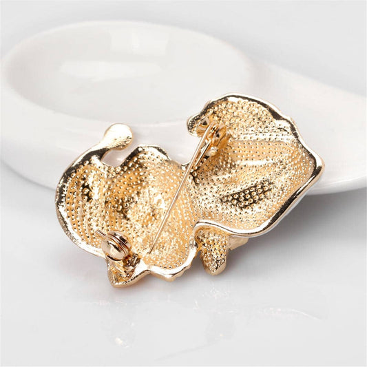 Goldtone & Cubic Zirconia Hatted Black Cat Brooch