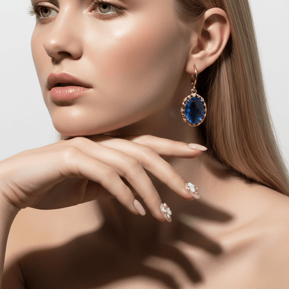Blue Crystal & Cubic Zirconia Goldtone Oval-Cut Flower Dangle Earrings