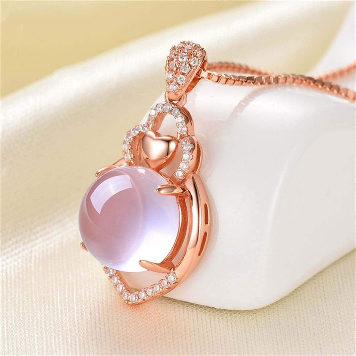 Ross Quartz & Cubic Zirconia Heart Pendant Necklace