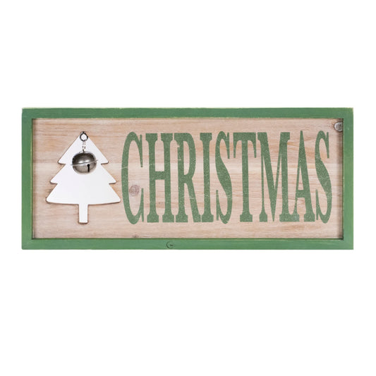 Melrose International Wood Framed Christmas Bell Sign 18"L