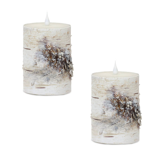 Melrose International LED Birch Designer Candle with Remote (Set of 2)
