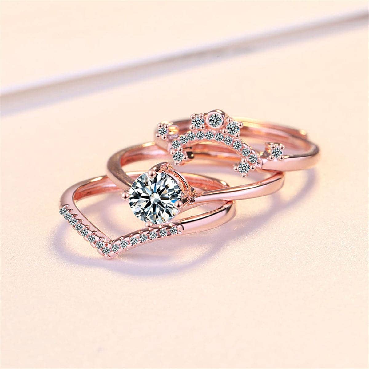 Crystal & Cubic Zirconia Ring Set