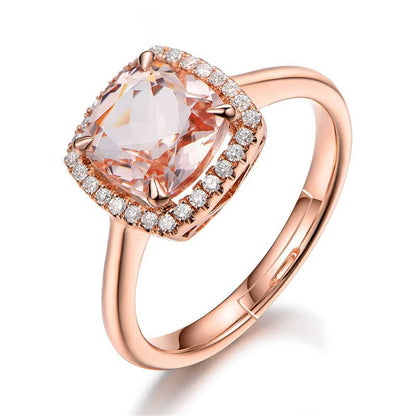 Champagne Crystal & Cubic Zirconia Rose Goldtone Halo Cushion-Cut Ring